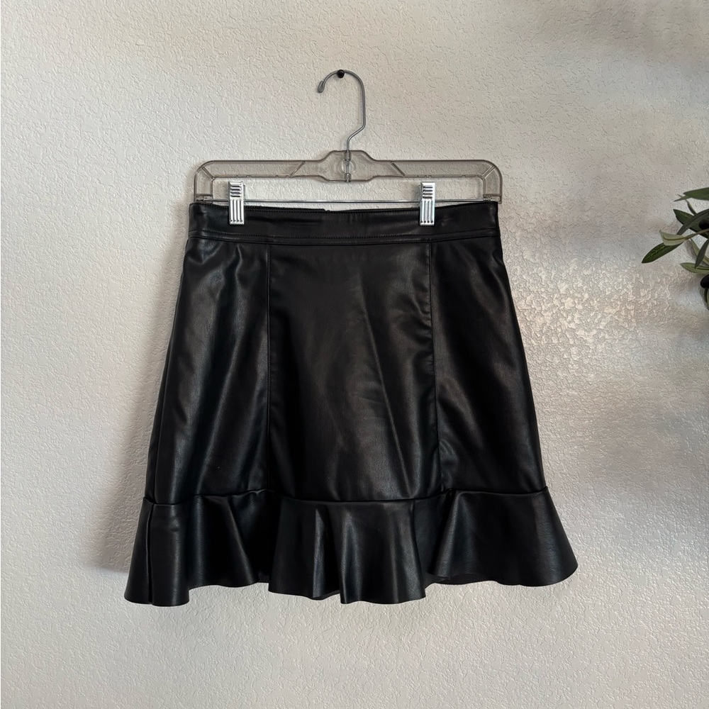 H&M Black Faux Leather Mini Skirt